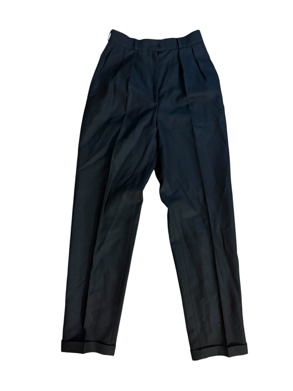 Louis Feraud Vintage Wool Pants Size 6 Black  High Rise Pleated Wide Leg Vintage